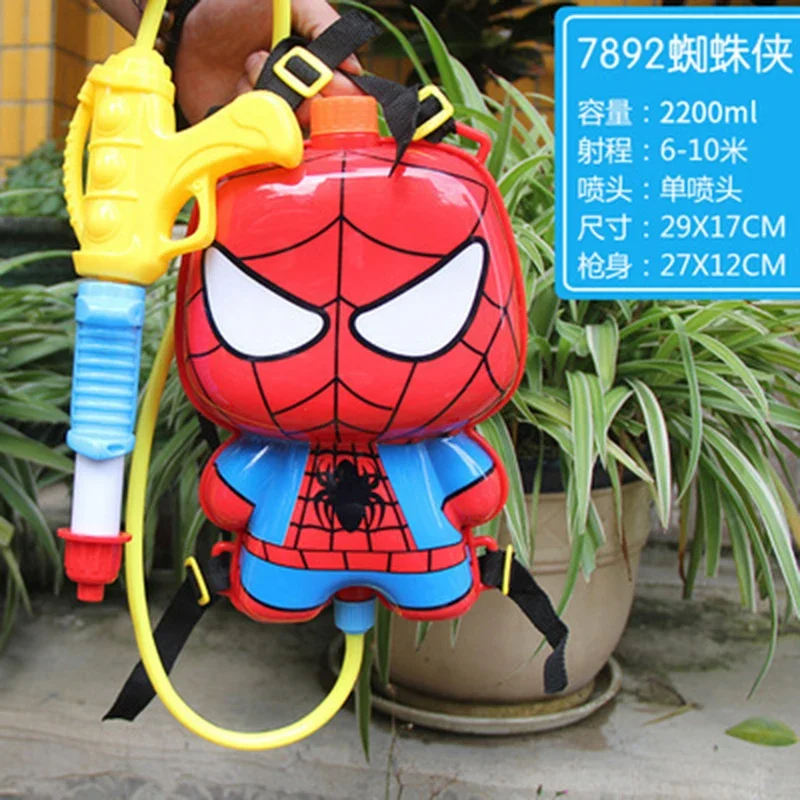 Anime Marvel figurka Iron Man Spiderman lalka plecak pistolet na wodę zabawka kreskówka kąpiel plażowa dryfowanie prezenty urodzinowe dla dzieci