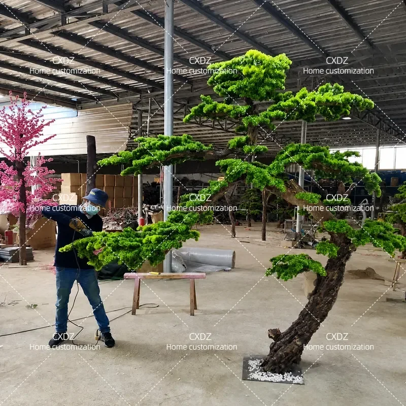Artificial Pine Tree Fake Landscape Decoration for Hotel Lobby Staircase Exhibition Hall Entrance Floor Ornament Home Garden
