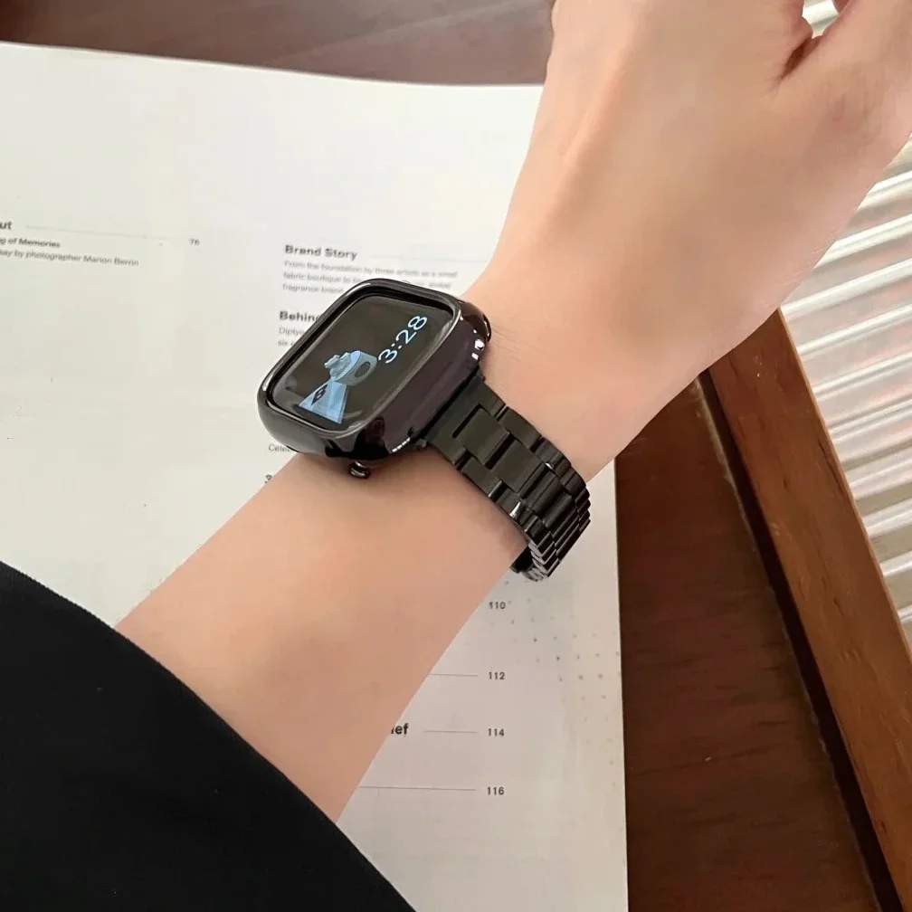 Cienki metalowy pasek na nadgarstek ze stali nierdzewnej do Apple Watch Series 9/8/7/6/5/4/3/2/1 kompatybilny z IWatch 38/40/41/42/44/45mm