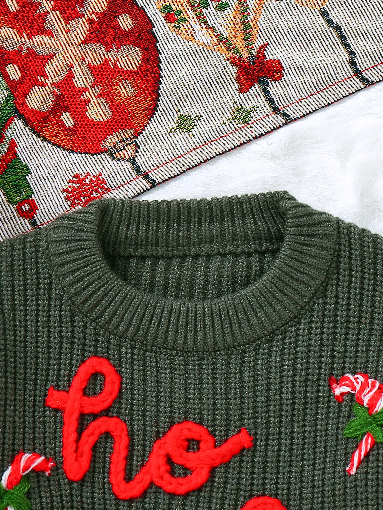 Baby Sweater Christmas Clothes Autumn And Winter Newborn Round Neck Long Sleeved Letter ‘ha ha ha’ Embroidered Infant Sweater