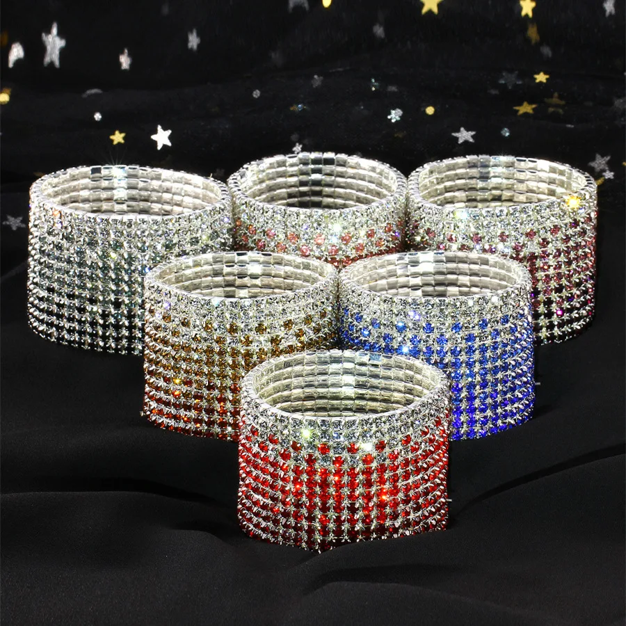 Imported rhinestone elastic bracelet bracelet bridal bracelet, ultra-wide flash diamond elastic crystal bracelet