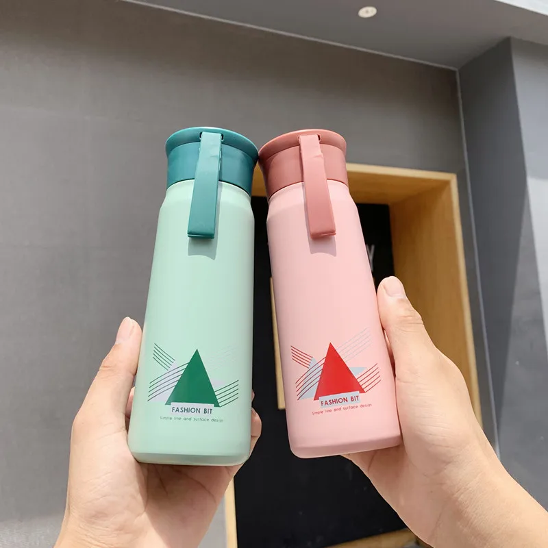 

360ml Student's Theraml Water Bottle With Handle,Double-layer Stainless Steel,Fashionable Drinkware,Sports Vacuum Thermos Cup