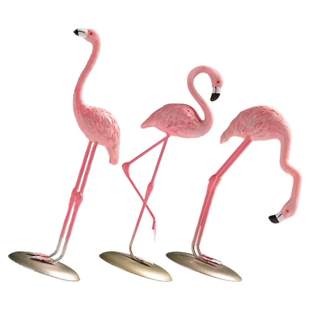 3pcs Resin Lifelike Garden Decor For Yard Tabletop Desktop Shelf Home Flamingo Adornment Office Decoration Ornament