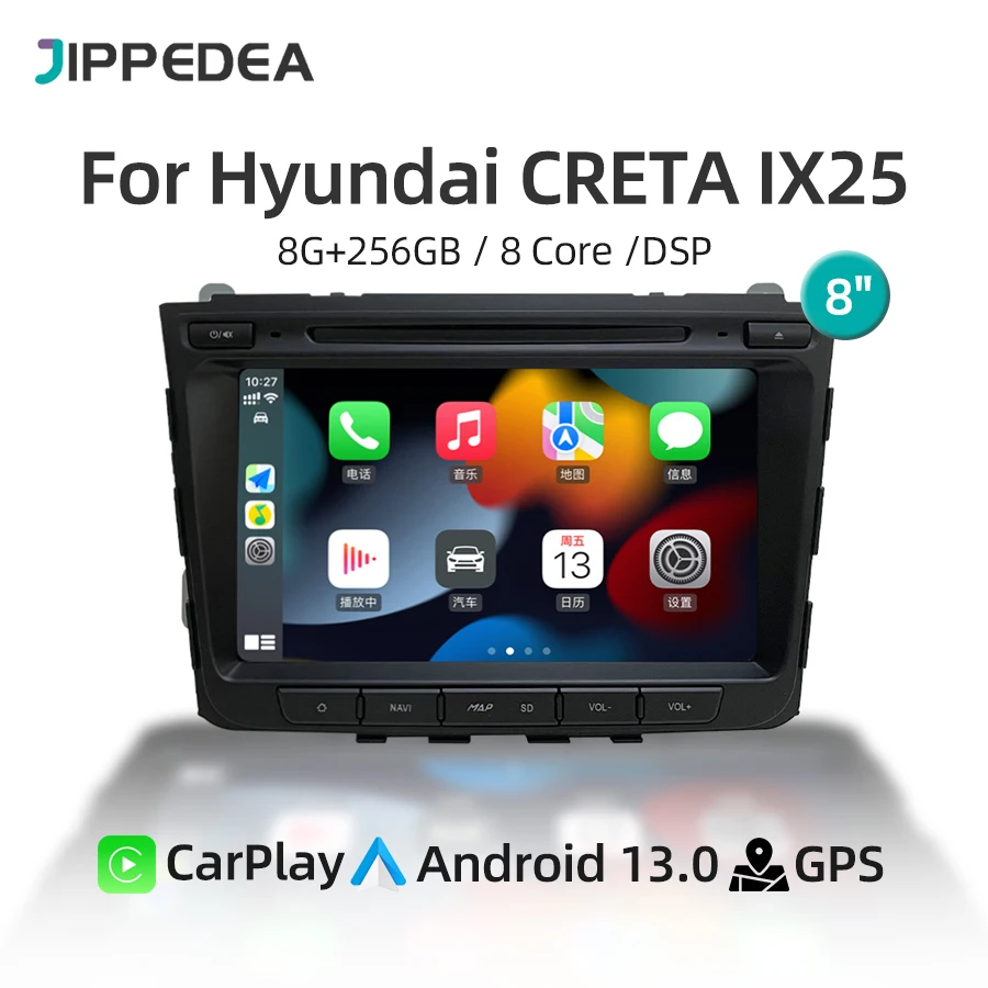 Android 13.0 Car Multimedia Player GPS Navigation Car Radio For Hyundai CRETA IX25 2014-2019 CarPlay 4G WiFi Bluetooth Head Unit