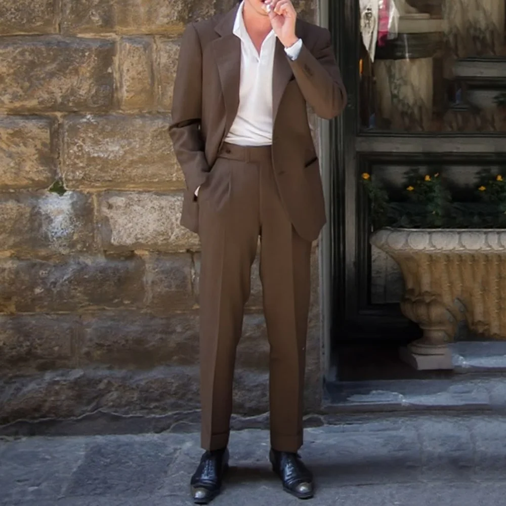 Customized Men Peak Lapel Suit Business Casual 2 Pieces Sets Jacket Pants Office Outfits Fashion Trousers Male Blazer Set