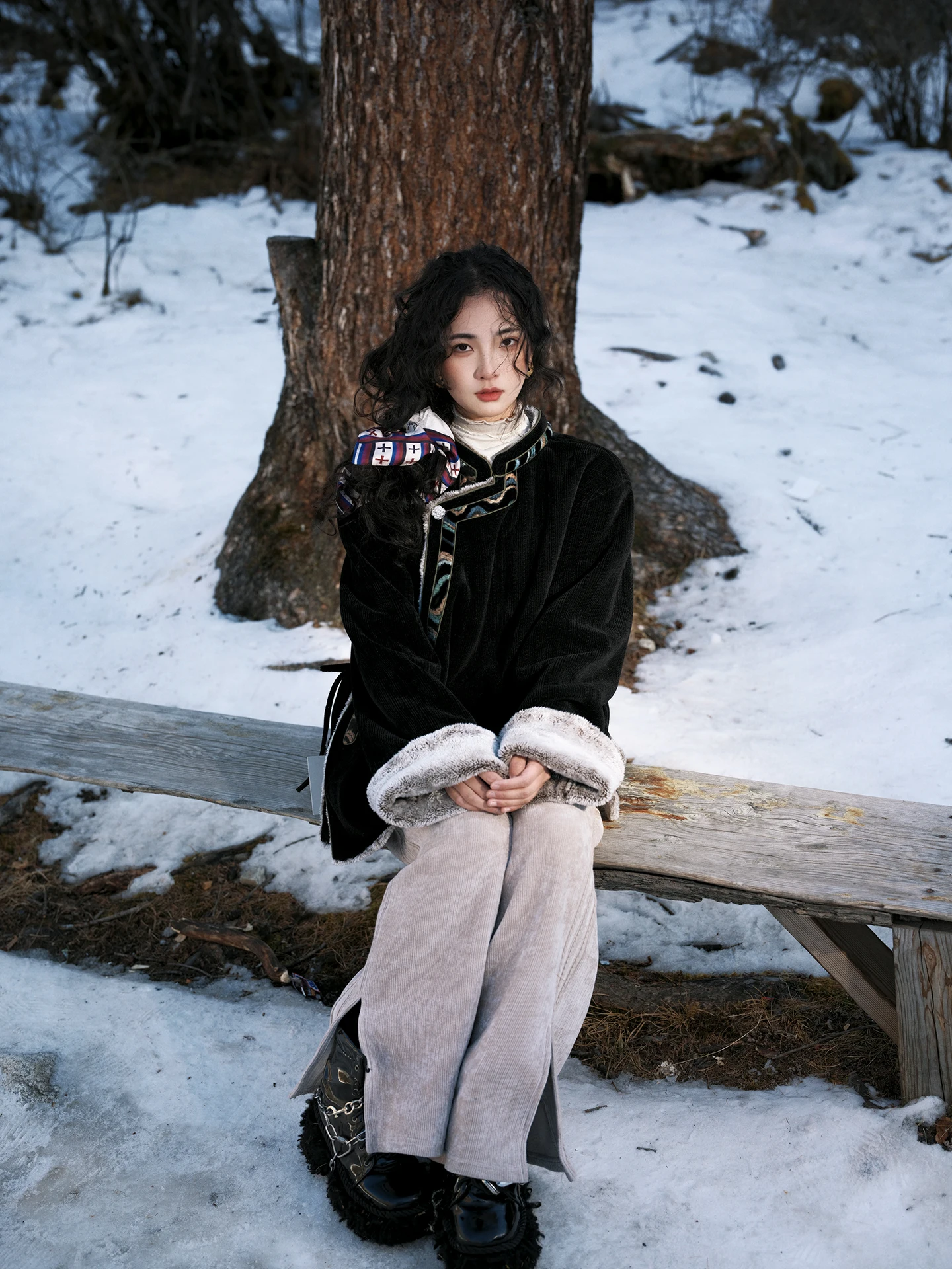 

Warm Winter Outerwear Women's Cotton Jaet Ethnic Sle Snowy und Matching Clouds in Song Retro National Trend Thiened ...