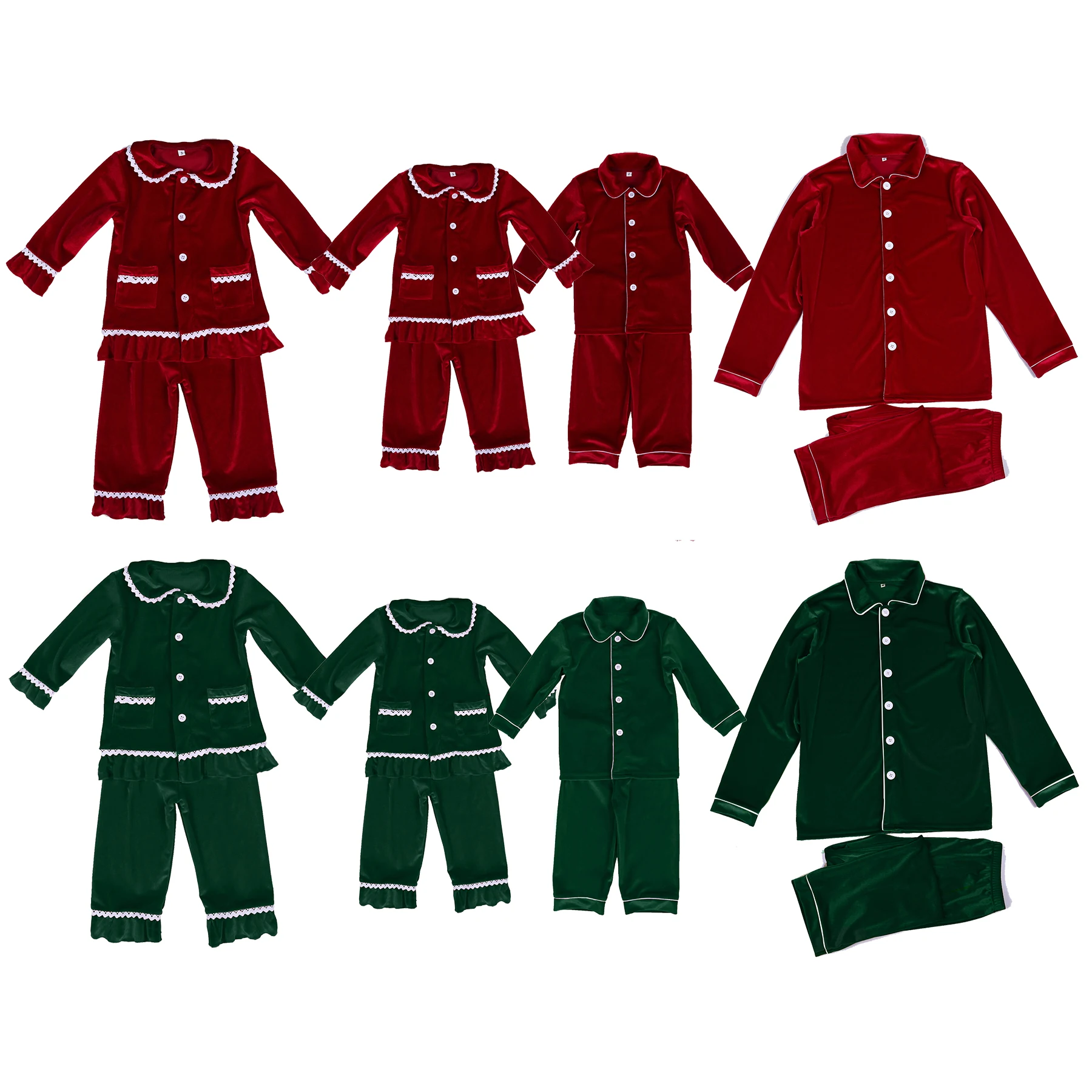 2024 sleepwear kids matching with mummy christmas pyjamas family pjs boys girls pjs red velvet pajamas women men loungewear