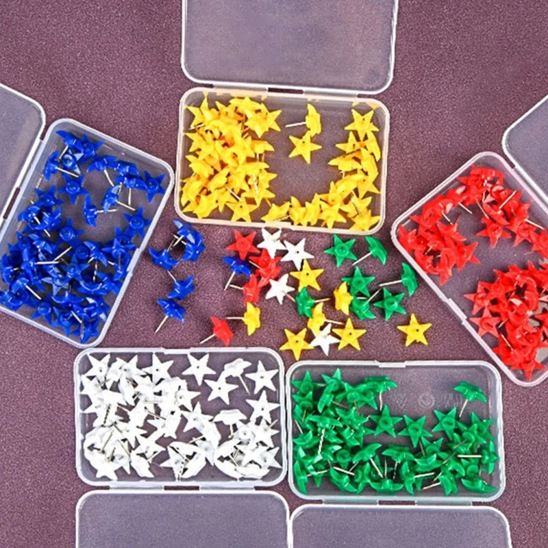 Pack of Colorful Drawing Push Pins Map Tacks Drawing Pins, Star Shape Pins Map Thumb Tacks Map Tacks Drawing Pins Set K1KF