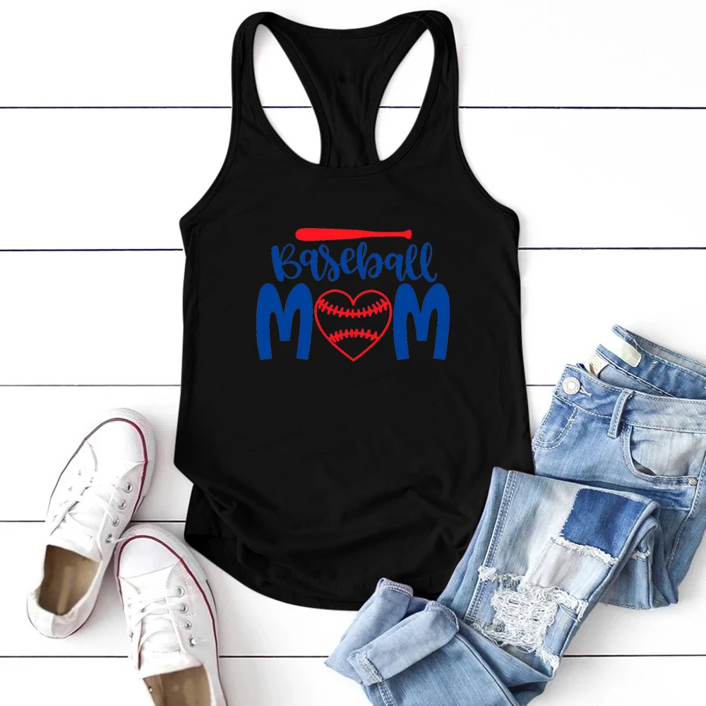 Seeyoushy Baseball MOM Printed Summer Fashion Blazer Casual Loose Women's Camisole Harajuku 90s Vintage Sleeveless O-neck Tshirt