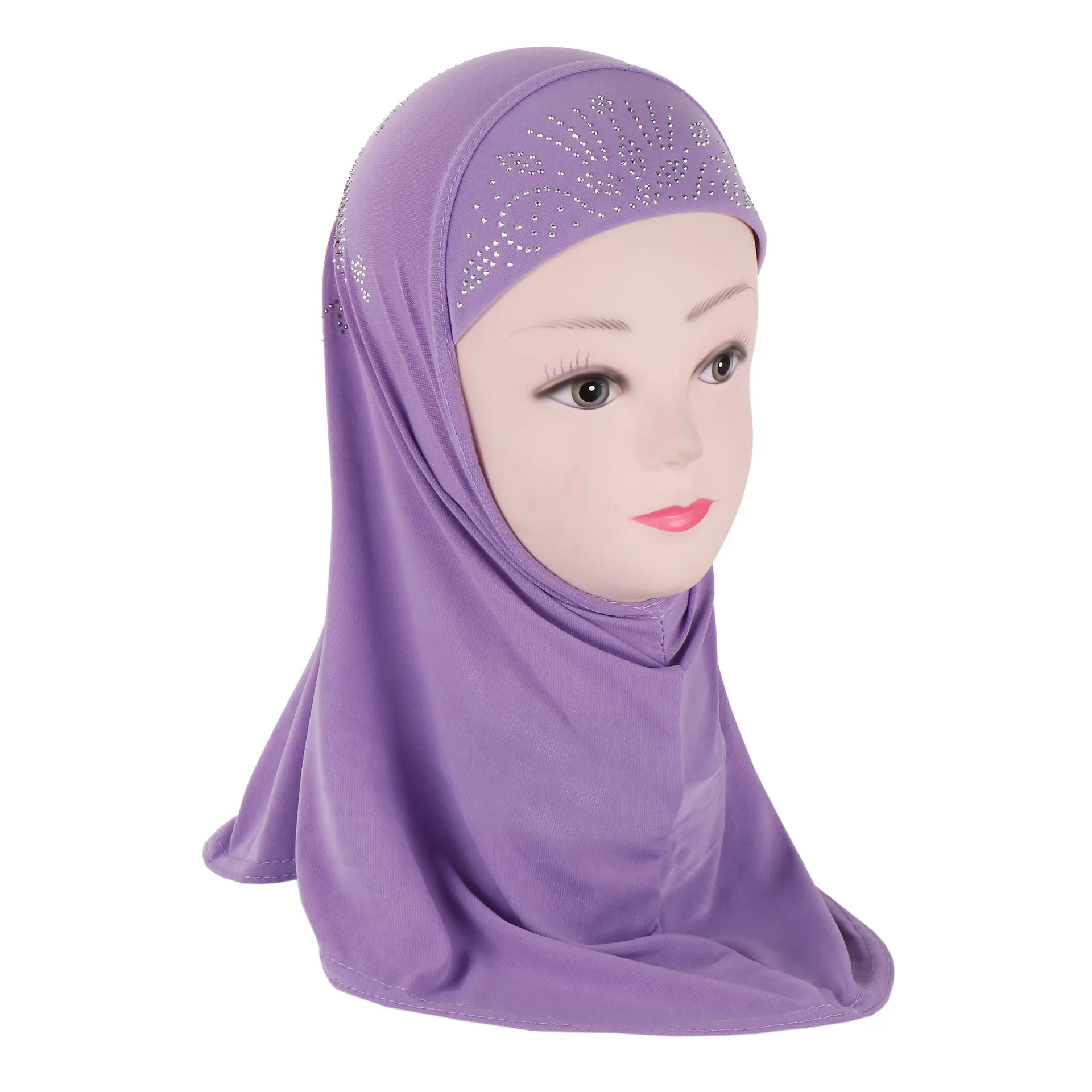 

Muslim girls aged 2 to 6 hijab hat Arabian flower hot diamond hijab