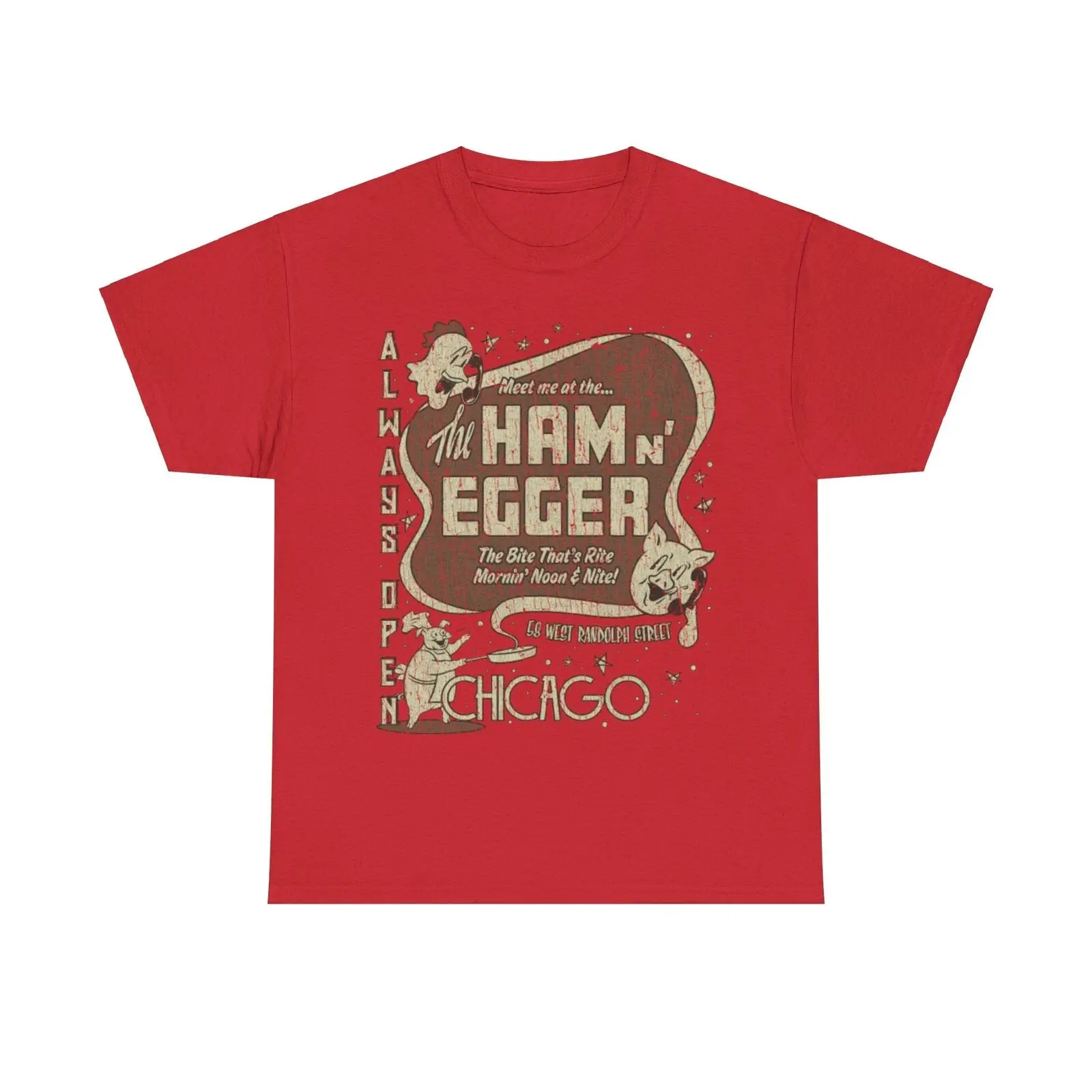 Ham n Egger Chicago 1943 Restaurant Distressed Print T shirt