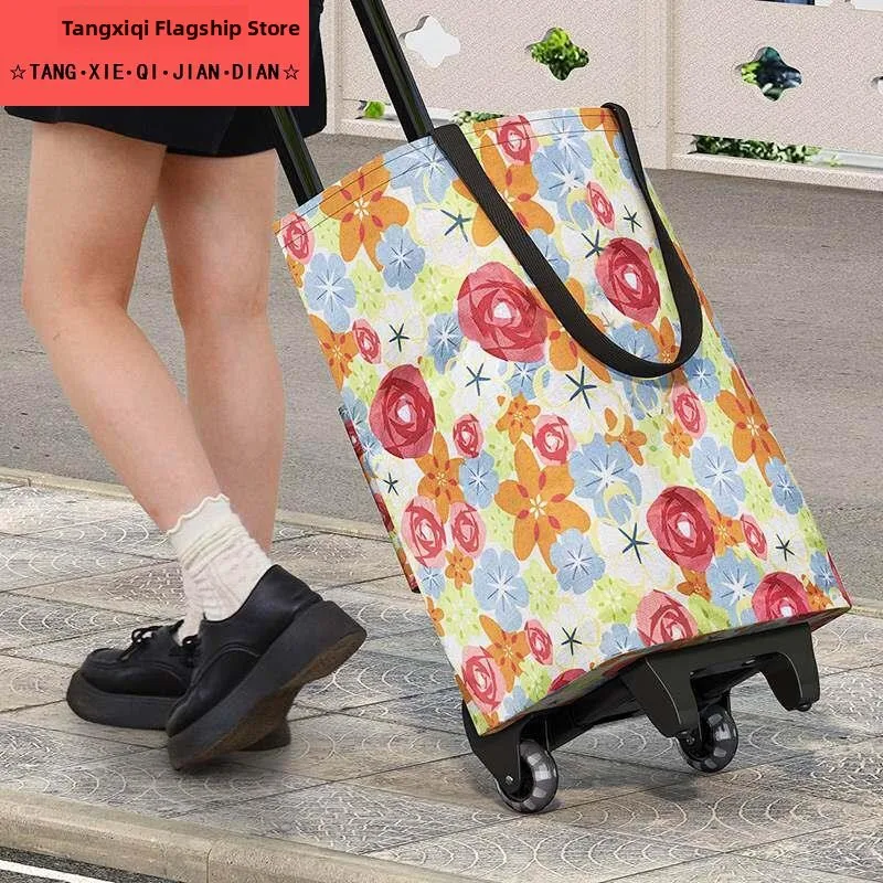 thickened-pull-rod-shopping-cart-portable-folding-vegetable-buying-small-cart-home-essential-hand-pull-cart-quick-and-convenient