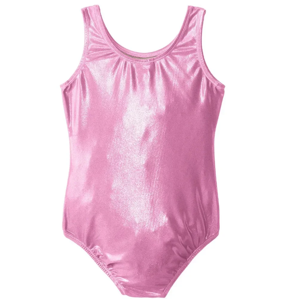 Girls Silver Ballet Dance Leotards Children Spandex  Shiny Metallic Gymnastics Suits for Kids Dance wear Performance Costumes