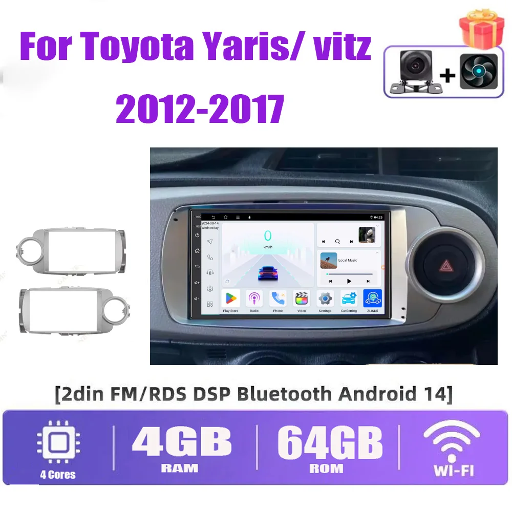 

7" Carplay Android Auto Car Stereo Multimedia Player For Toyota Yaris/ vitz 2012-2017 Radio Android 15 GPS Navi Wifi BT FM