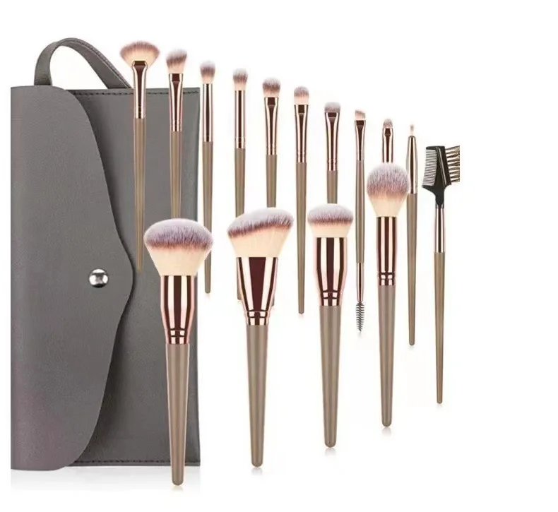 15 portable makeup brush sets a variety of specifications of beauty and skin care essential new explosive champagne color