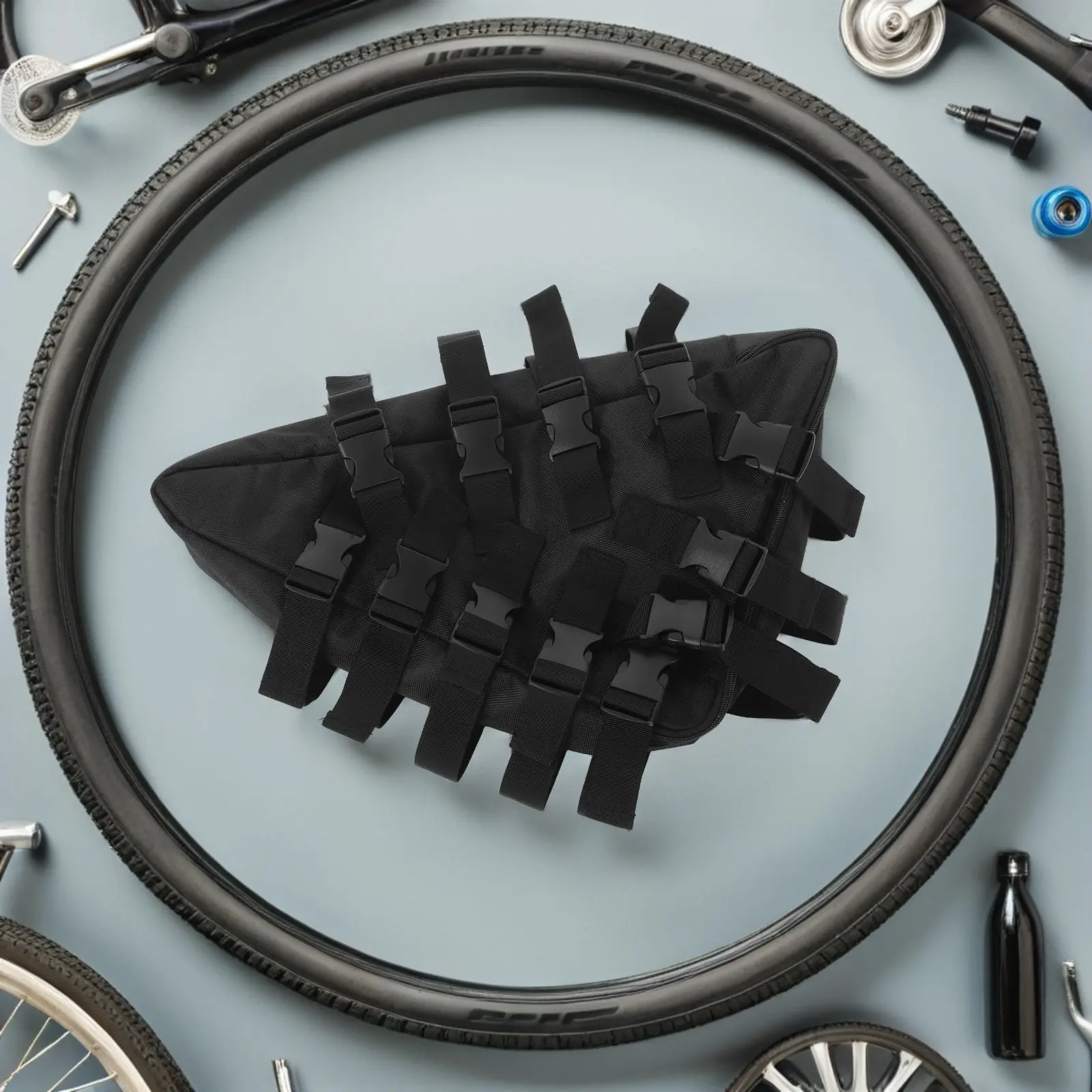 

Oxford Fabric Bike Frame Bag Black Triangle Shape Waterproof Storage Pouch for Electric Controller Road Cycling