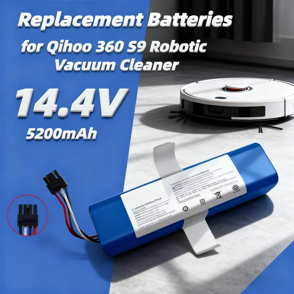 

Robotic Vacuum Cleaner Battery Pack 14.8V 5200mAh for Qihoo Compatible for 360 S9 Robotic Vacuum Cleaner Replacement Batteries.