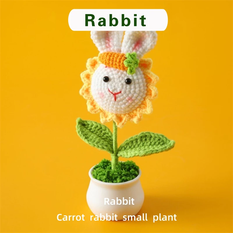 

Creative Wool Carrot Rabbit Small Potted Sunflower Home Decoration Quantity 10 Sticks Holiday Gift 7cmx5.5cmx28cm