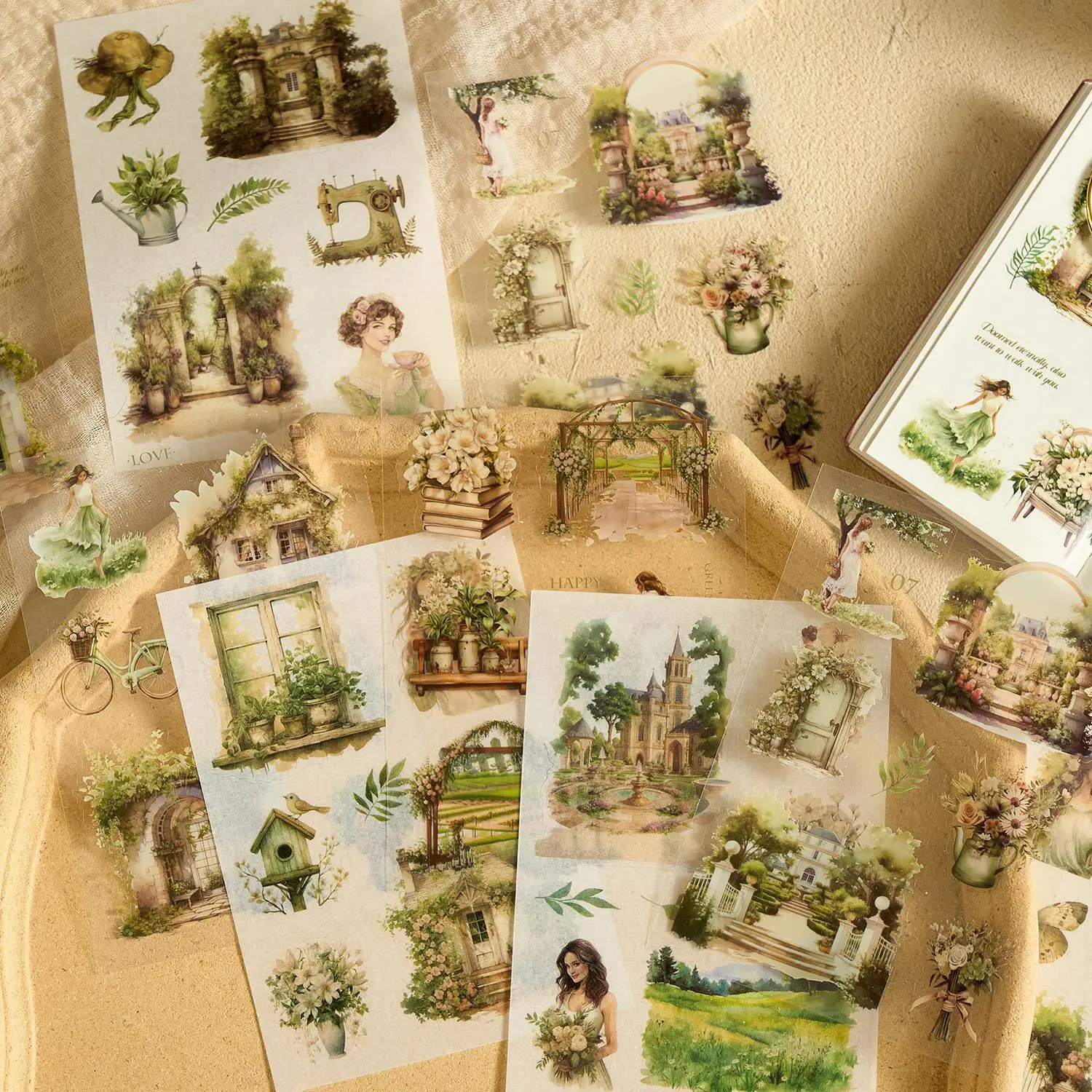 

1pack/2pack 10 Sheets/pack DIY Decorative Collage Stickers Trace Play Series Instagram Style Scrapbook Kit for Girls