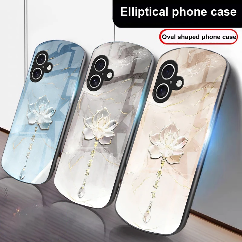 

Ink wash light blue lines For iPhone 17 16 15 14 13 Plus 12 mini 11 Pro Max XR Xs Max X 7 8 6S 22 20 Elliptical glass phone case