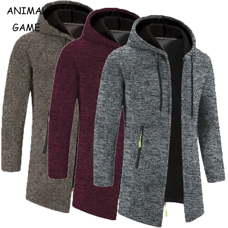 Autumn Men\'s Long Sleeve Sweatshirts for Men with Zipper Hooded Mens Oversize Winter Top Jacket Coat Warm Streetwear