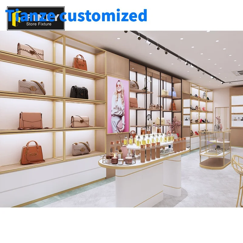 （customized）Retail Store Fixture Bags And Shoes Store Display Furniture Boutique Shop Showcase Interior Design