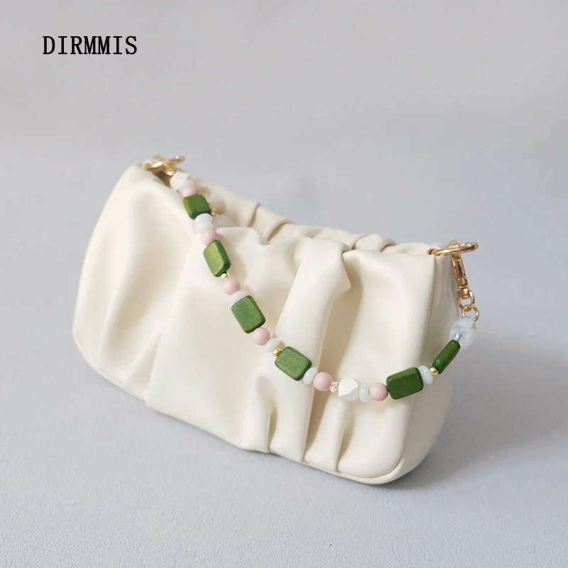 

New Woman Bag Accessory Colorful Wood Resin Beads Handcrafted Wristband Acrylic Bag Chains Women Replacement Bag Handle Chain