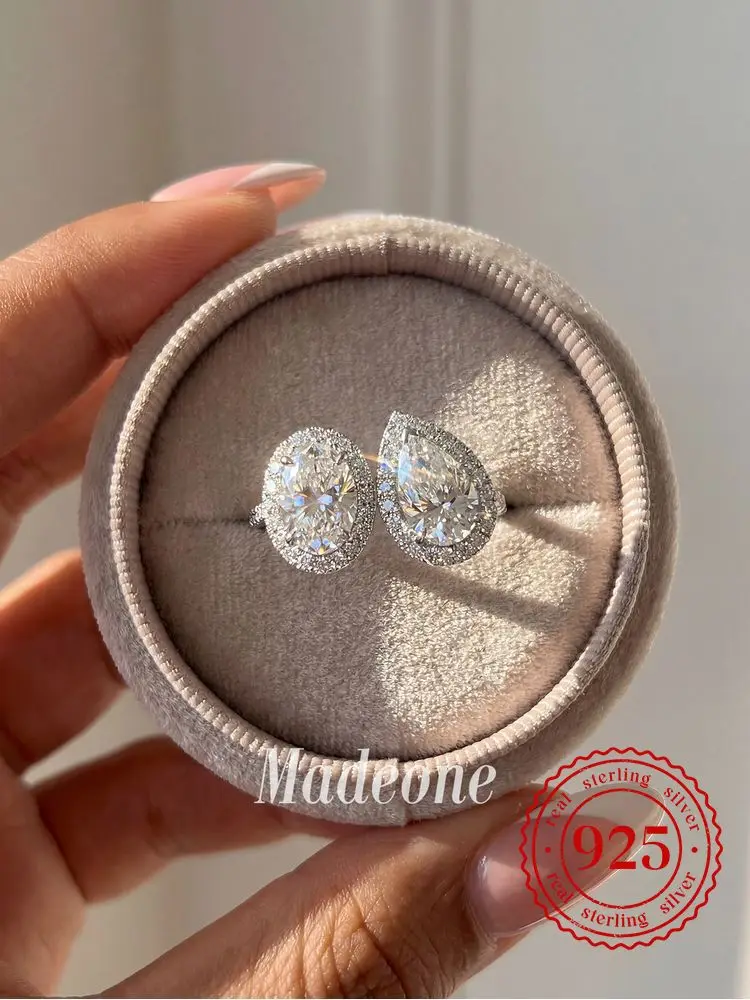 

Кольцо из стерлингового серебра 925 пробы с блестящим грушевидным овальным цирконом для женщин, на помолвку, свадьбу, годовщину, роскошные ювелирные изделия высокого качества