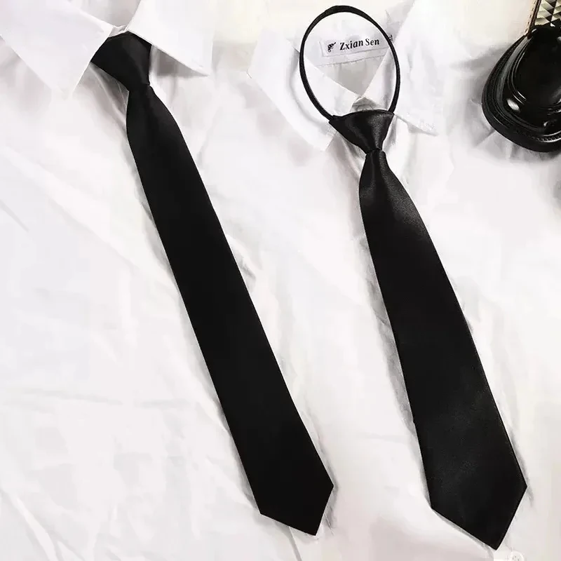 1/3/6pcs Unisex Black Simple Clip On Tie Security Tie Uniform Shirt Suit Neckties Steward Matte Funeral Lazy Neck Ties Men Women
