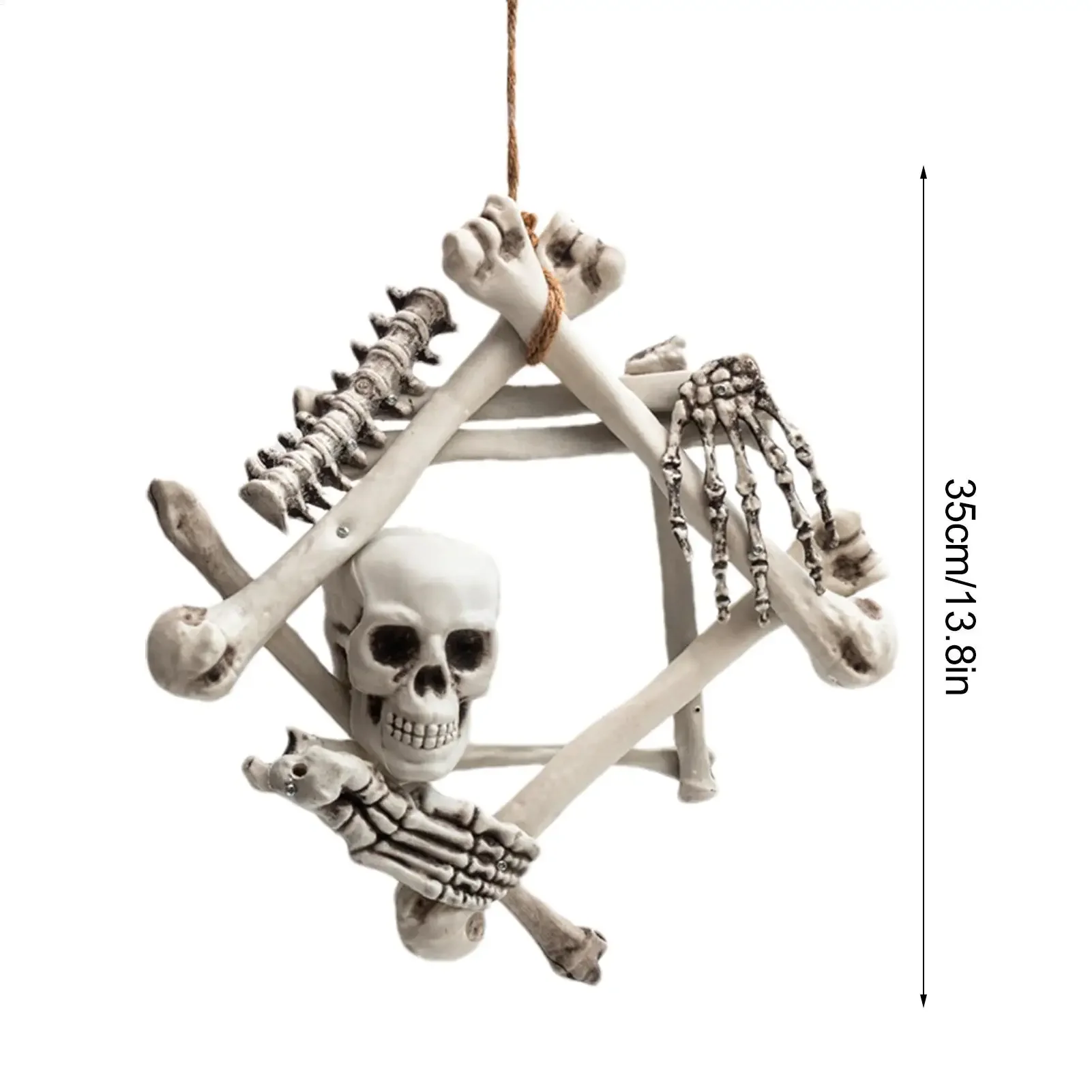 Skeleton Wreath Halloween Skeleton Front Door Ornament Gothic Skull Wreath For Indoor Outdoor Party Haunted House Entryway Porch