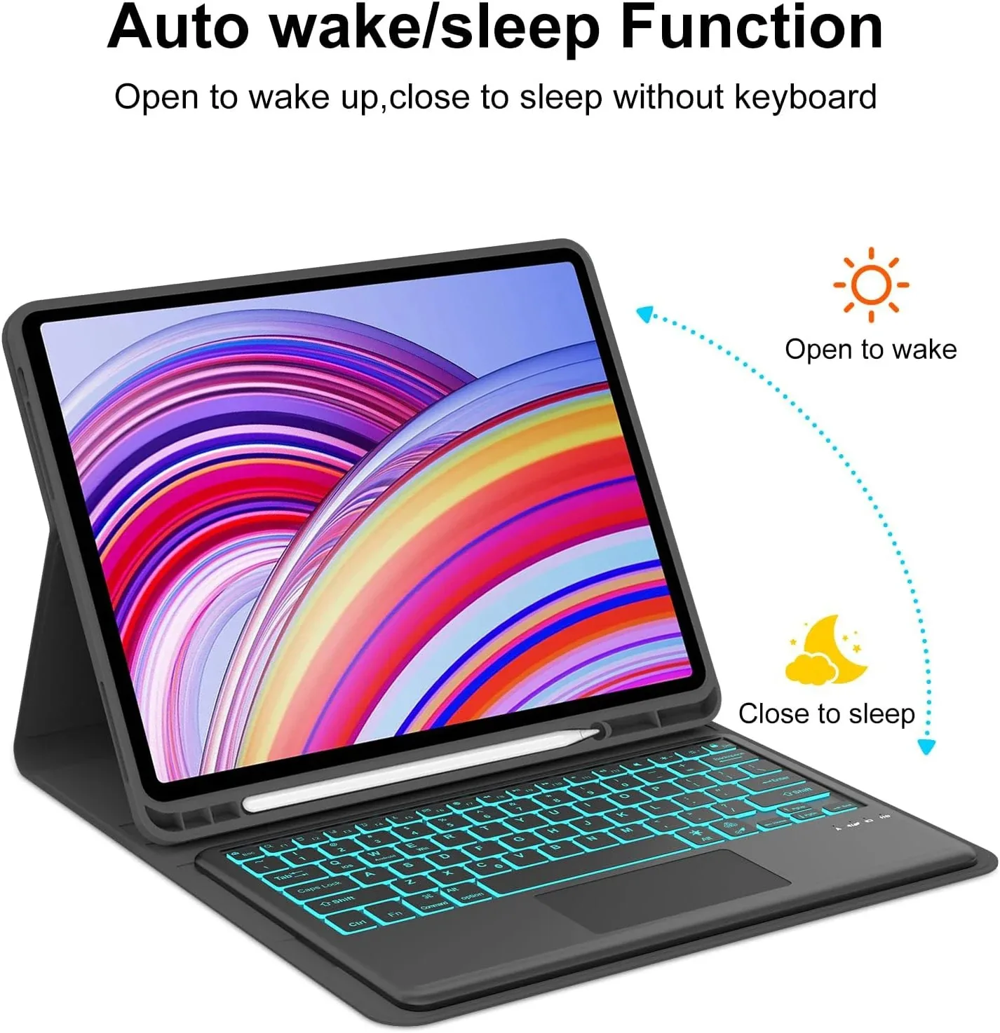 Para Xiaomi Redmi Pad Pro 12,1 polegadas, capa de teclado para Xiaomi POCO Pad 12,1 polegadas 2024