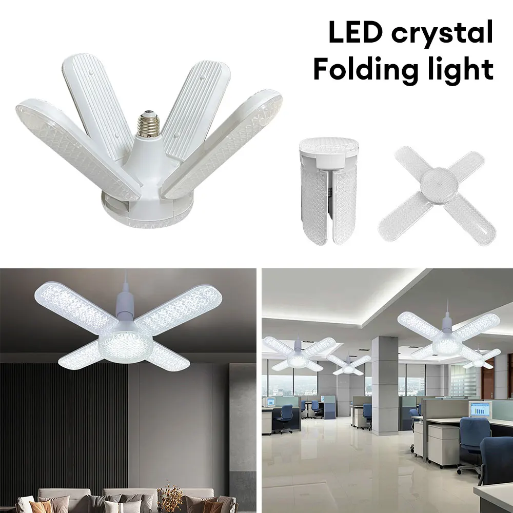 E27 Folding Ceiling Lamp LED AC 86-265V Crystal Folding Light 45/50/60 Cool White 360 Degrees Ceiling Light for Warehouse Garage