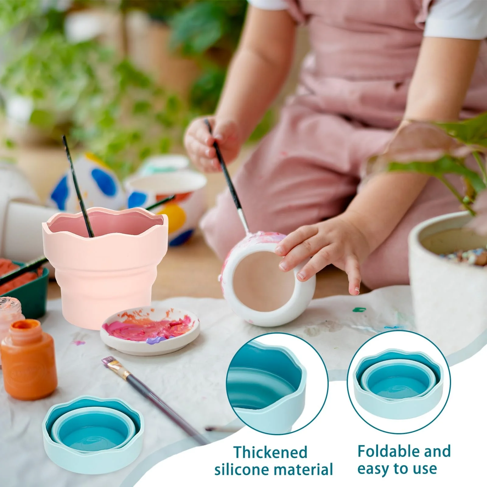 Multi-purpose Portable Silicone Folding Bucket Washing Pen Art Paint Pen Brush Washing Bucket Travel Outdoor Collapsible Cup