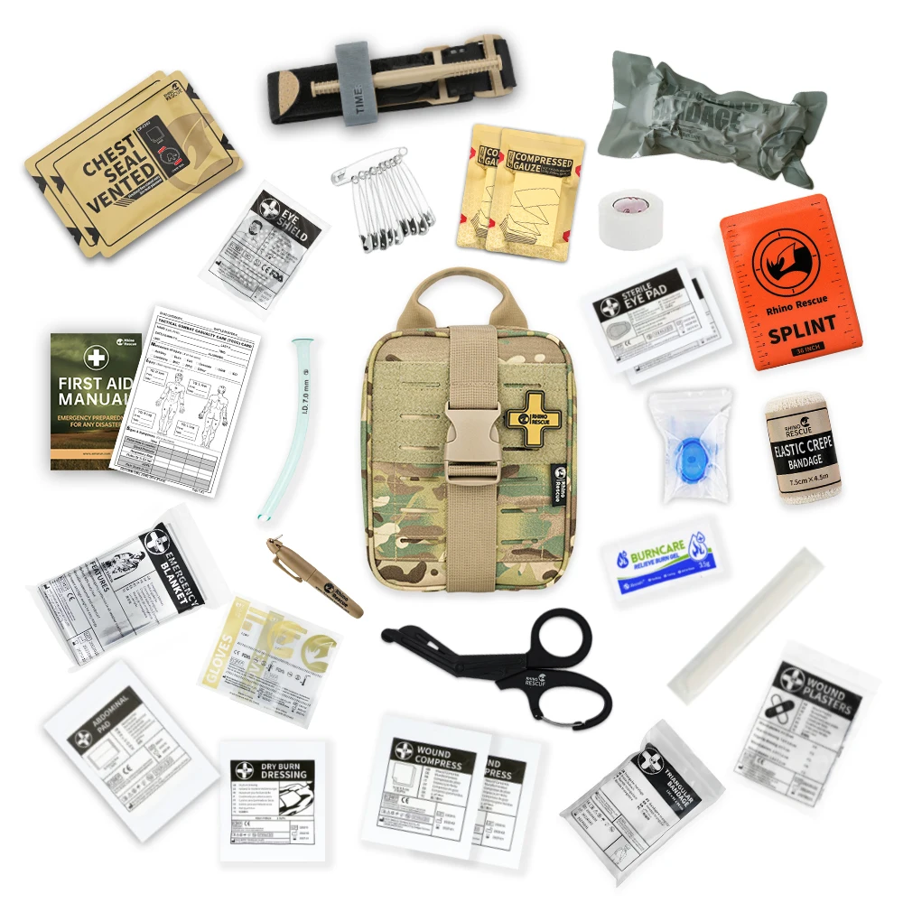 

CE Approved Rhino Rescue IFAK Pouch Trauma Kit Tactical First Aid Kit MOLLE Pouch Emergency Kit Combat Survival Kit For Camping