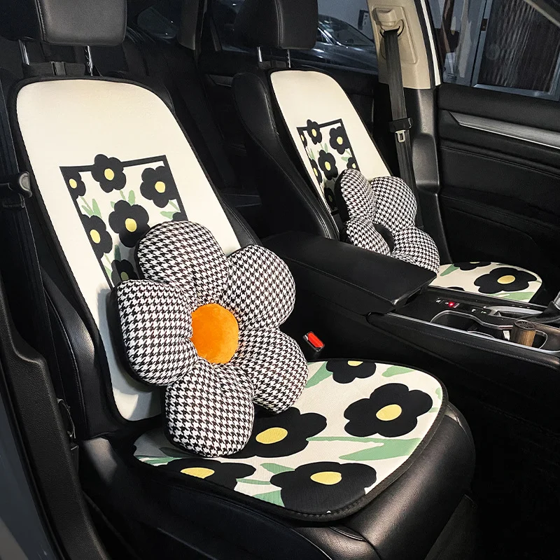 Four Seasons Universal Warm Flowers Car Cushion Four Seasons Pass Niche Design Models Female Seat Cover Car Seat Cushion