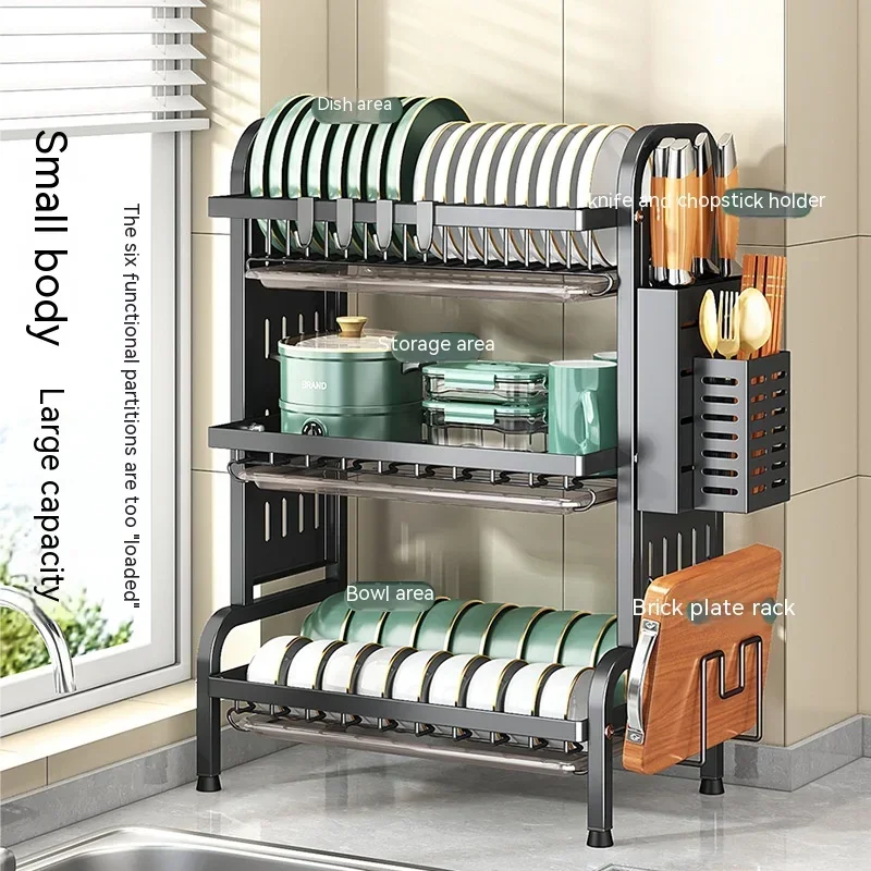 

Kitchen Dish Bowl Drainer Storage Rack Dish Chopsticks Knife Fork Water Cup Storage Rack Kitchen Counter Organizer