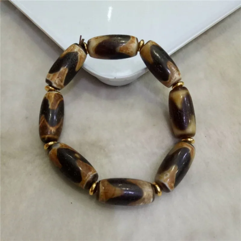 Factory Price Supply Men's Dzi Tibetan Tiger Tooth Tianzhu Agate Bracelet