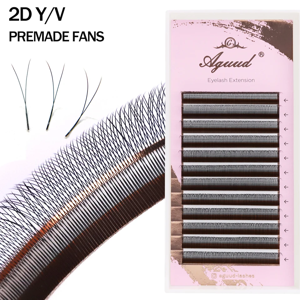 

2D Y Single Tip Shape Eyelash Extension 2D W Premade Russian Volume Lashes Faux Mink Hand Woven Soft Light Natural Cross YY Lash