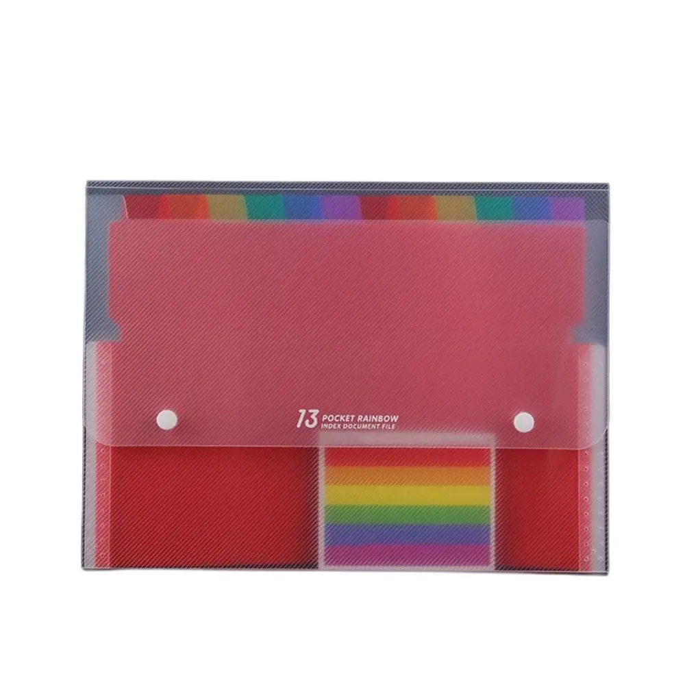

13 Layers A4 Handheld File Bag Large Capacity Rainbow Color Test Paper Storage Bag Simplicity Bellows bag