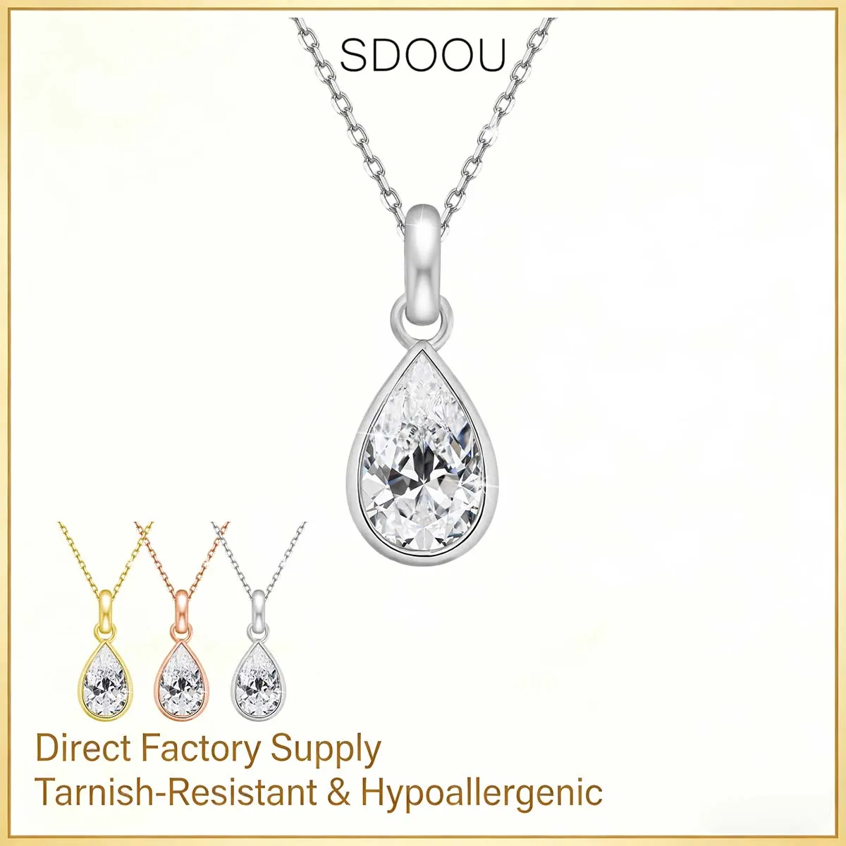 

SDOOU D Color Pear-cut 1CT Moissanite Lab-created Diamond Necklace 925 Sterling Silver Dazzling Pendant For Women Party Jewelry