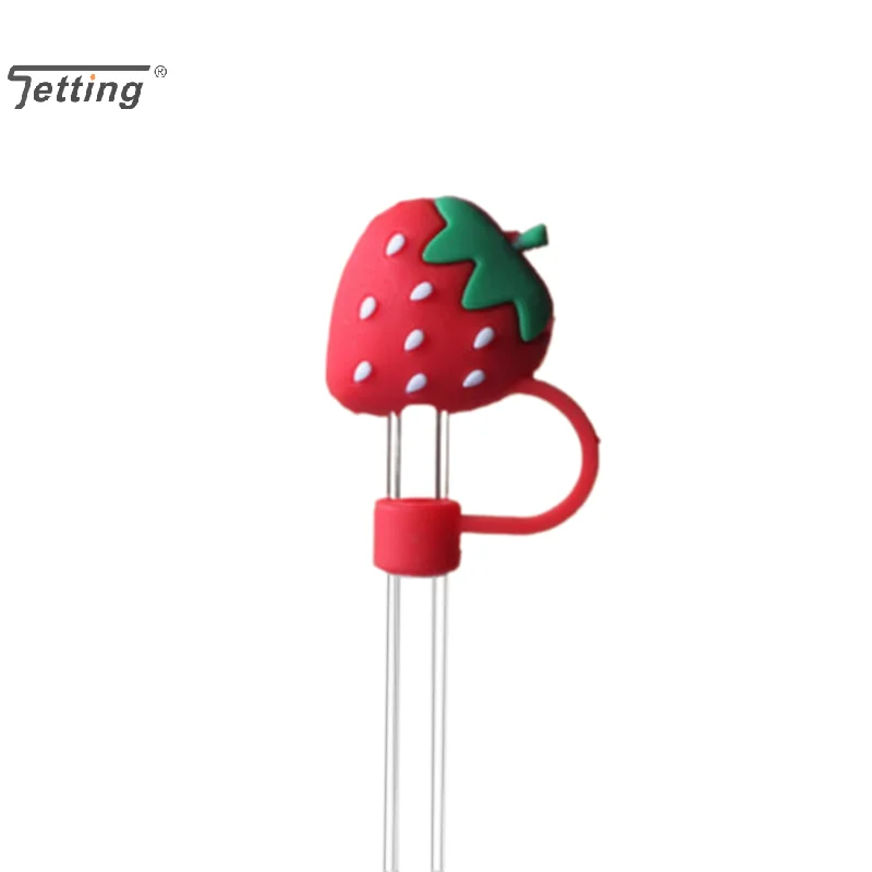 Cute Strawberry Straw Covers For Stanley Tumbler Cups Accessories Kawaii Silicone Straw Toppers Protector Cap For 10mm Straws