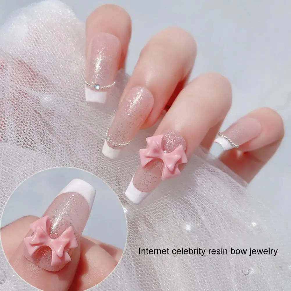 30 pezzi decorazioni per unghie fiocco trasparente squisito effetto 3D fai da te Nail Art Kawaii Anti-crash Glitter gioielli per unghie accessori per unghie