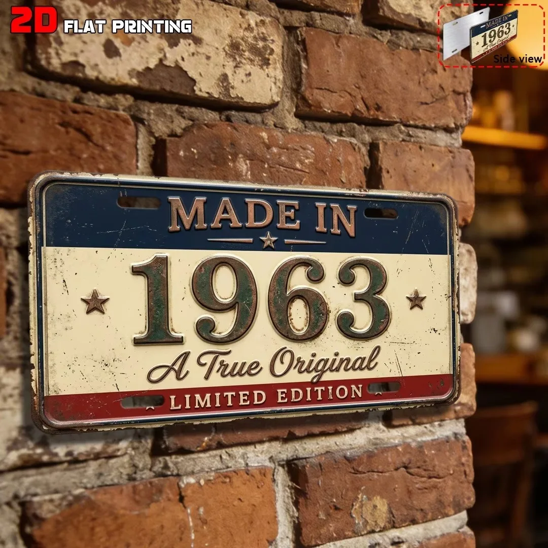 CIFbuy Customizable 12×6Inch 2D Flat Plaque, 1963 Vintage Distressed Custom Text Anniversary Birthday Gift Wall Decor 1pc