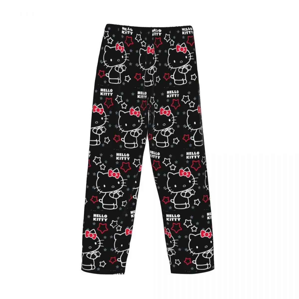 Pantalones de pijama personalizados de Hello Kitty para hombre, ropa de dormir blanca Kitty, pantalones para dormir elásticos con bolsillos