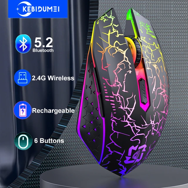 Rgb cor 2.4g mouse sem fio bluetooth 5.2 mouse modo duplo mouse para jogos recarregável silencioso ratos para computador portátil tablet macbook
