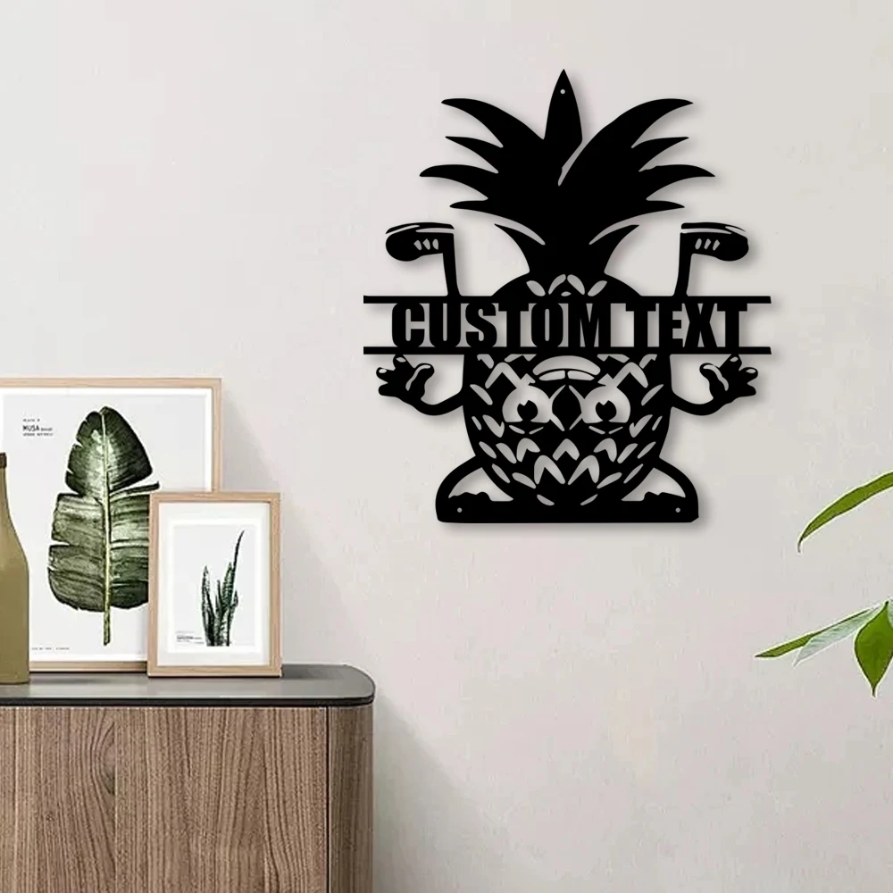 

1pc nice pineapple sign Custom Name Metal Wall Signs Tin Wall Plaque For Kids Room Living Room Home Decor