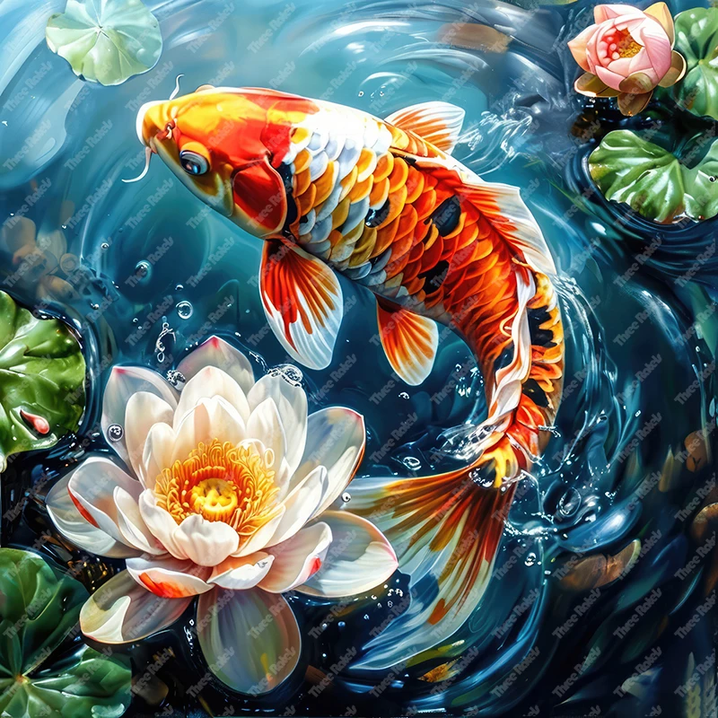 Three Ratels Lucky Koi Waterproof Self Adhesive Poster for home Decoration