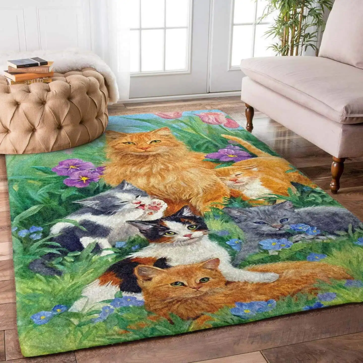 

Cat Rug Area Rug 3D All Over Printed Carpet Mat Living Room Flannel Bedroom Non-slip Floor Rug Love Cat Gift 01