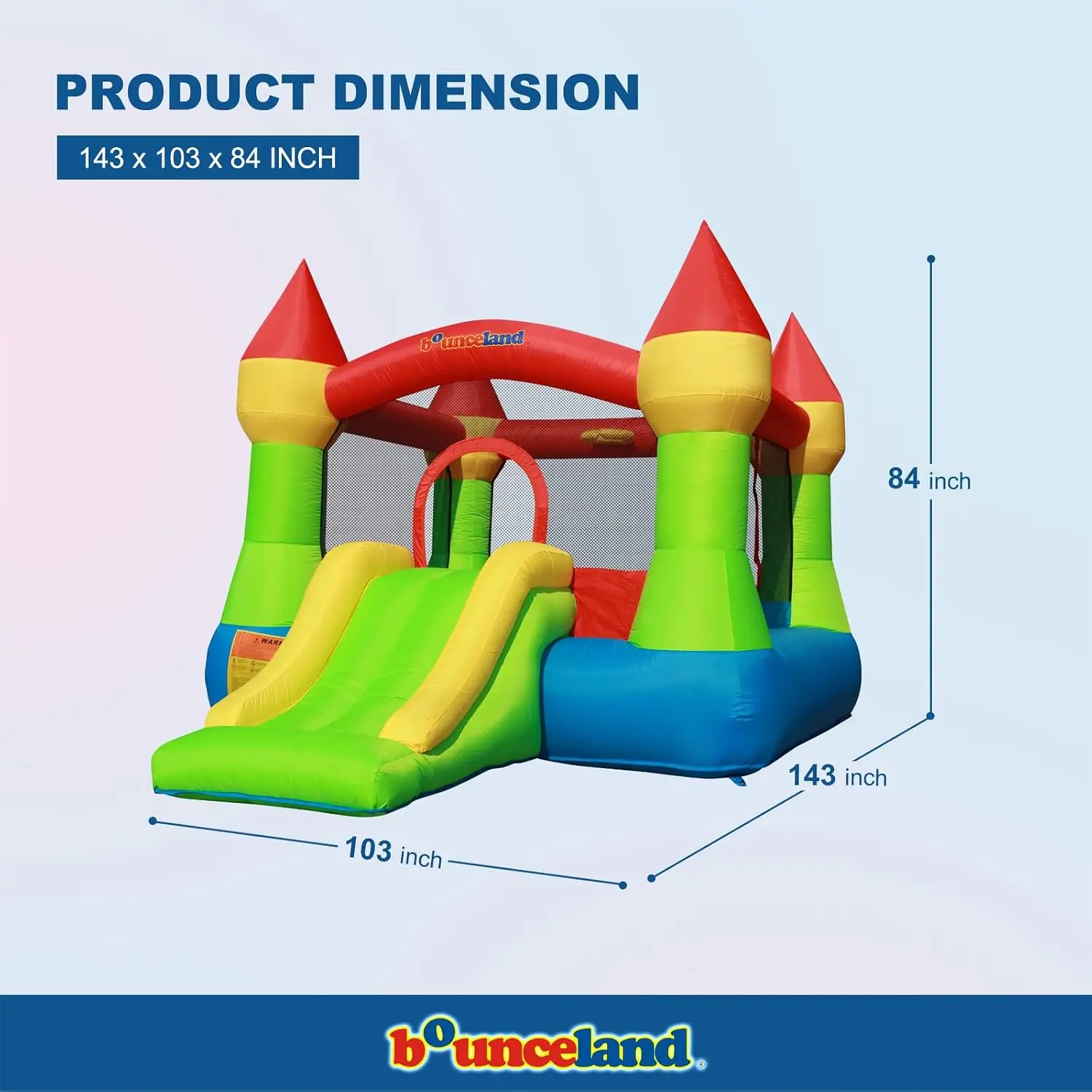 Bounce House Castle with Basketball Hoop Inflatable Bouncer, Fun Slide, Safe Entrance Opening, UL Certified Strong Blower