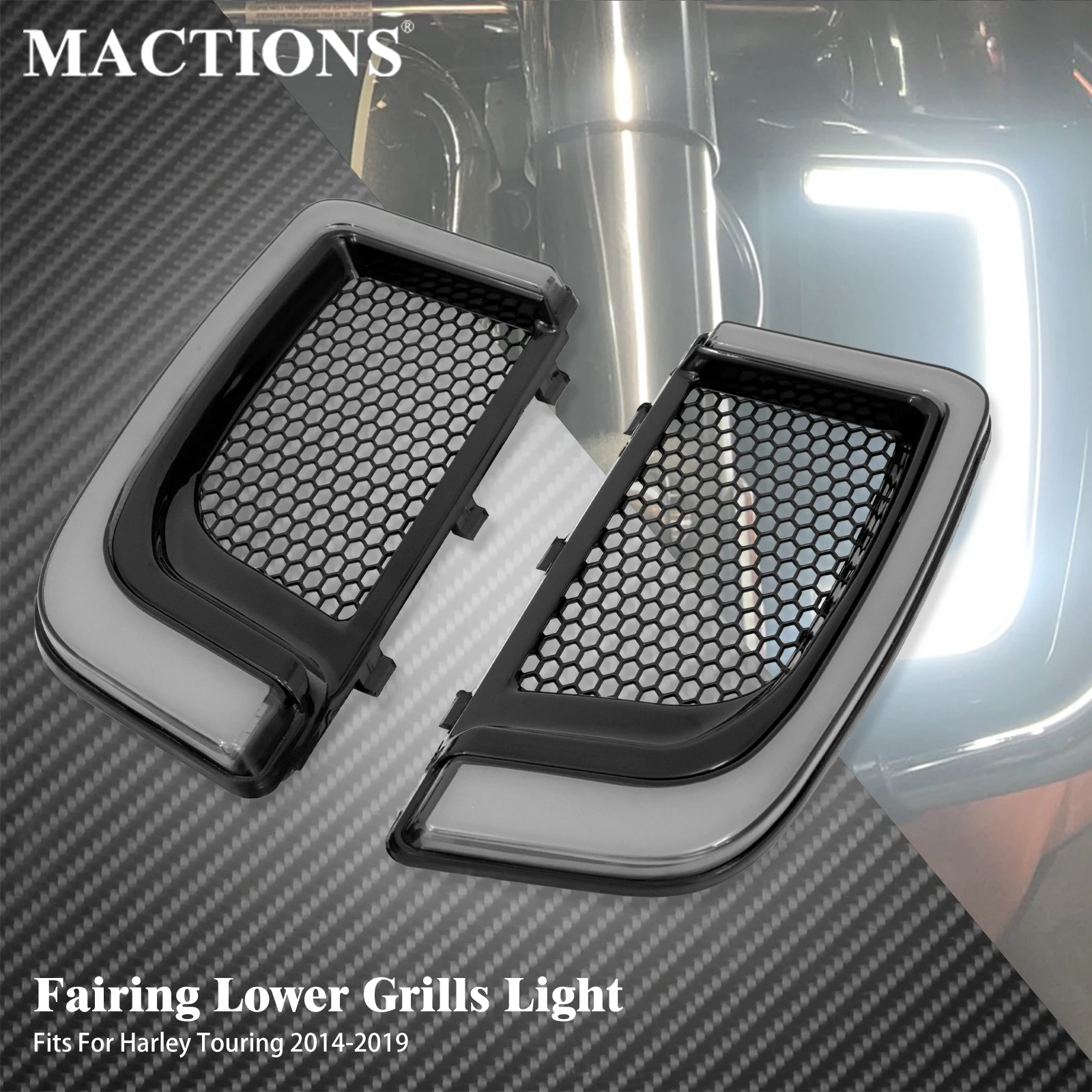 

For Harley Touring FLHTCU Electra Glide Ultra Classic/Touring FLHTK Ultra Limited 2015-2023 Motorcycle LED Fairing Lower Grills